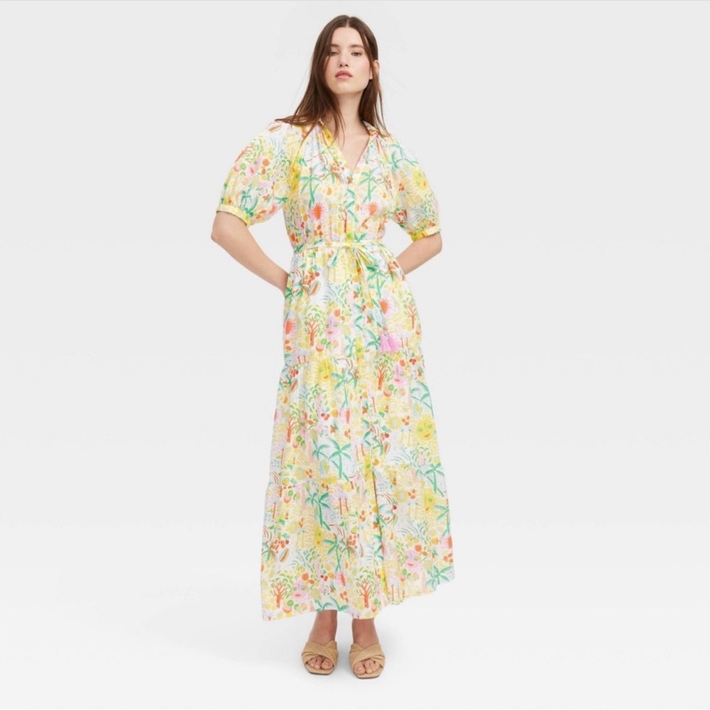 Roller Rabbit Multicolor Floral Maxi Dress NWT XS